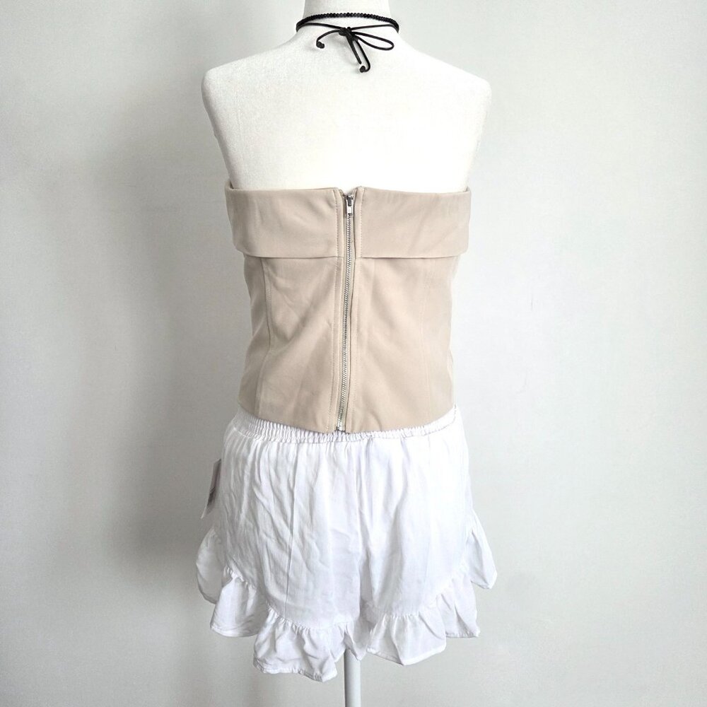 Forever 21 V‎ Hem Strapless Tube Top Large NWT Beige Champagne Y2K Old Money - Picture 2 of 13